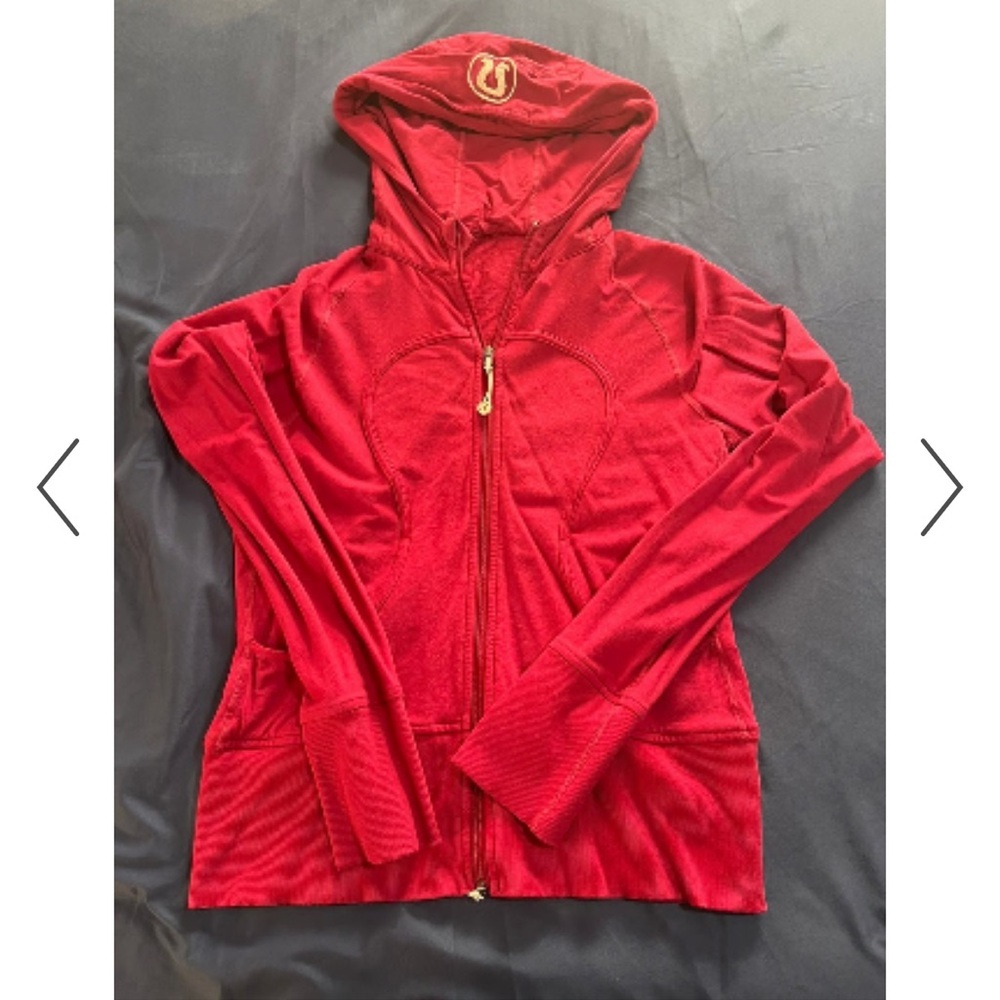 Lululemon Athletica light scuba red zip up with hood